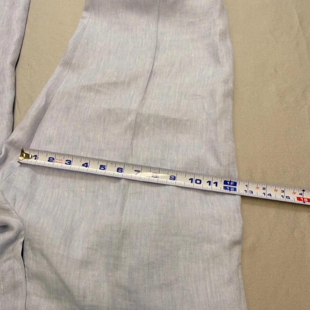 Charleston Khakis Mens Light Blue 100% Linen Herringbone Dress Pants 37R 32L
